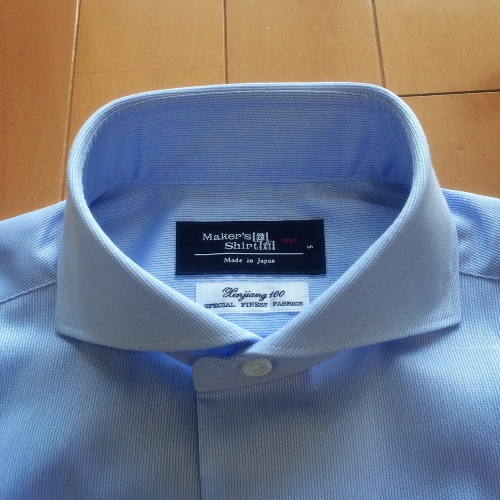 オフィスカジュアル  　半袖　鎌倉シャツ　ワイドカラー